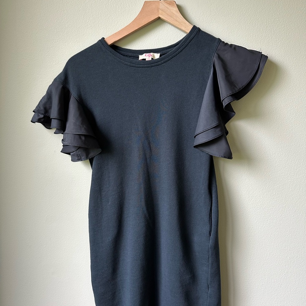 GB Girls Black Dress with Asymmetrical Neckline